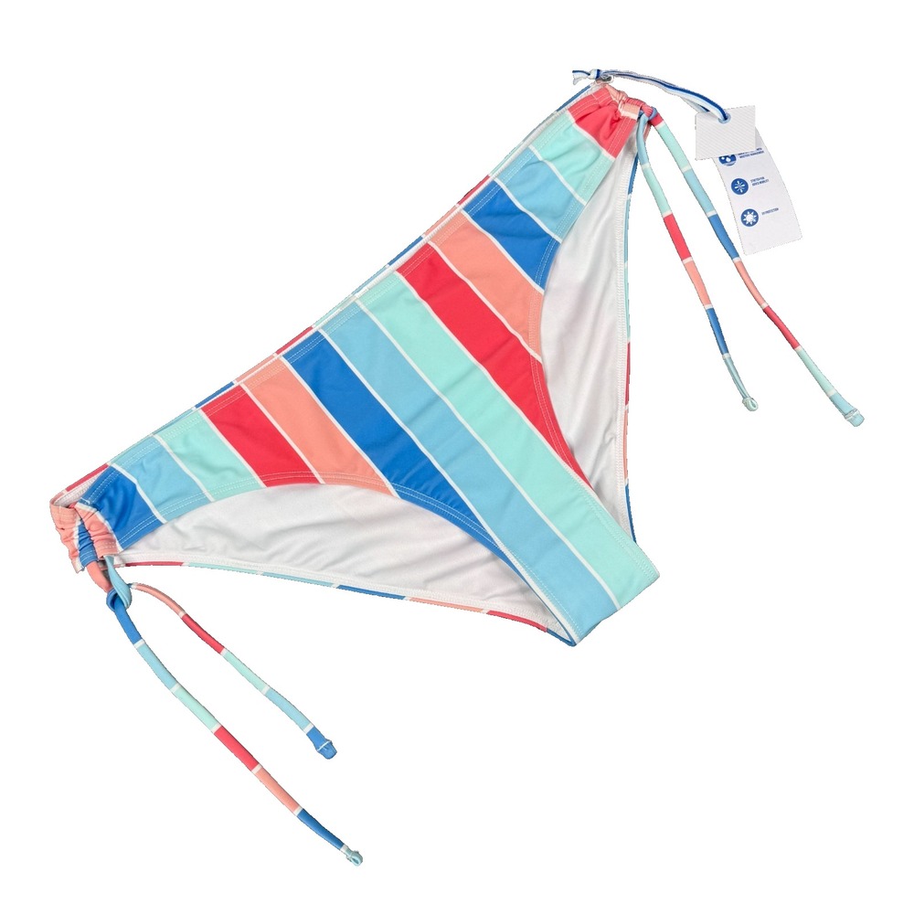 Southern Tide Bikini Bottom Womens XL Coral Aqua Blue Stripe Side Tie Swim NWT